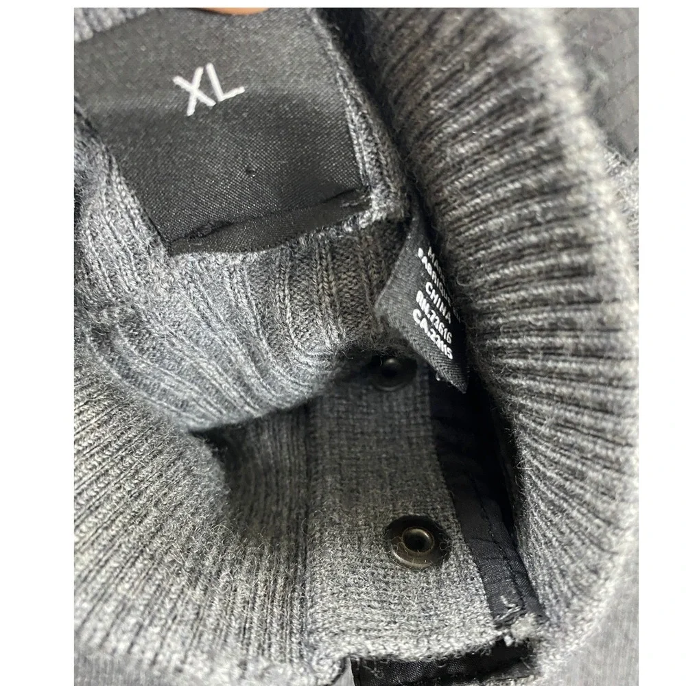 Boss Hugo Boss Quarter Zip Sweater Mens XL Gray Vintage 100% Virgin Wool Ribbed